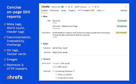 Ahrefs SEO Toolbar for Google Chrome .